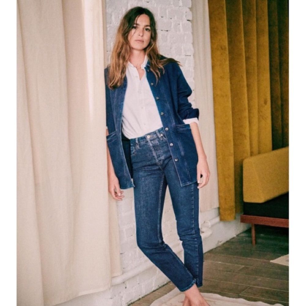 Sezane Girlfriend Denim Jeans Straight Slim Womens Sz 27 Modern Retro French90’s